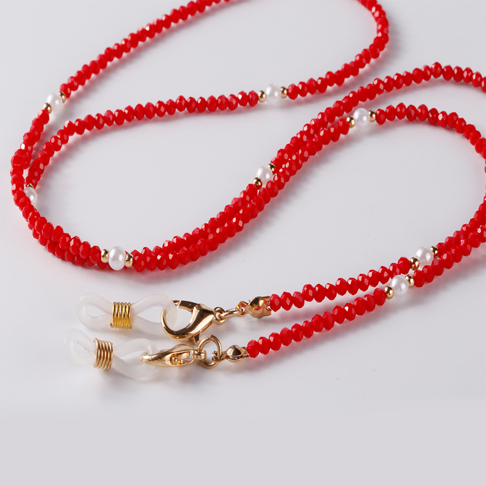 Glasses Chain Classification Fashion Solid Color Artificial Crystal Artificial Pearl Women's Glasses Chain