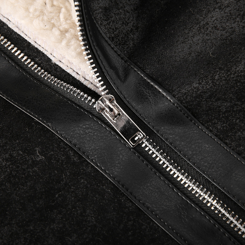 boy Men's Turn-Down Collar Lamb Wool Plus Size Cross-Border Thickened Warm Motorcycle Jacket Retro European And American_voghion.com