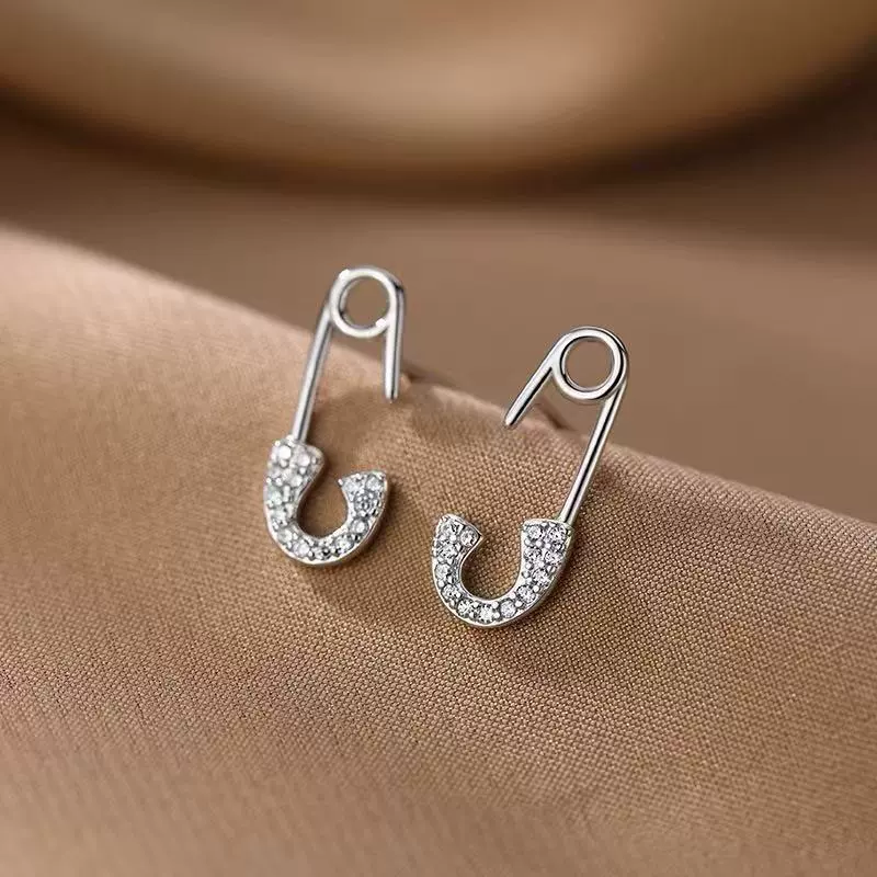 Pin, small design earrings, silver 925 sample, high-end
