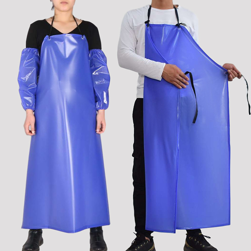 PVC azul aceite resistente delantal de cuero suave acuático matanza cocina alimentos aumento espesado delantal impermeable al por mayor
