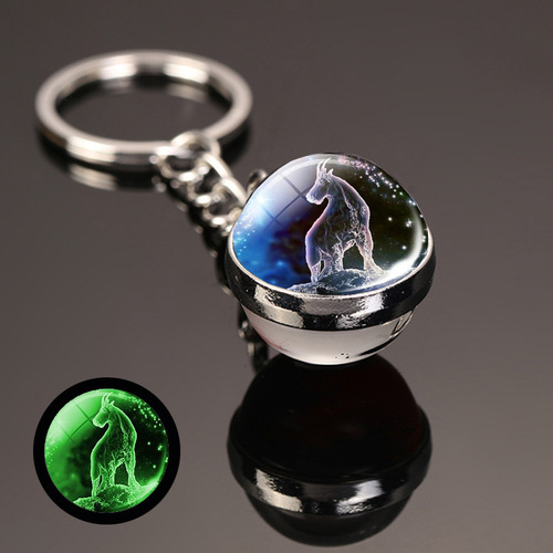 Delicate night light sun nine planets moon Milky Way galaxy keychain round double-sided crystal Earth keychain