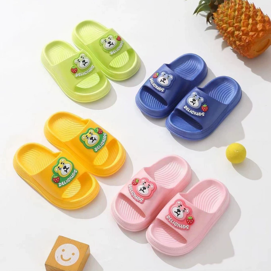 Внешняя торговля новый милый медвежонок маленькие детские холодные тапочки с мягким дном