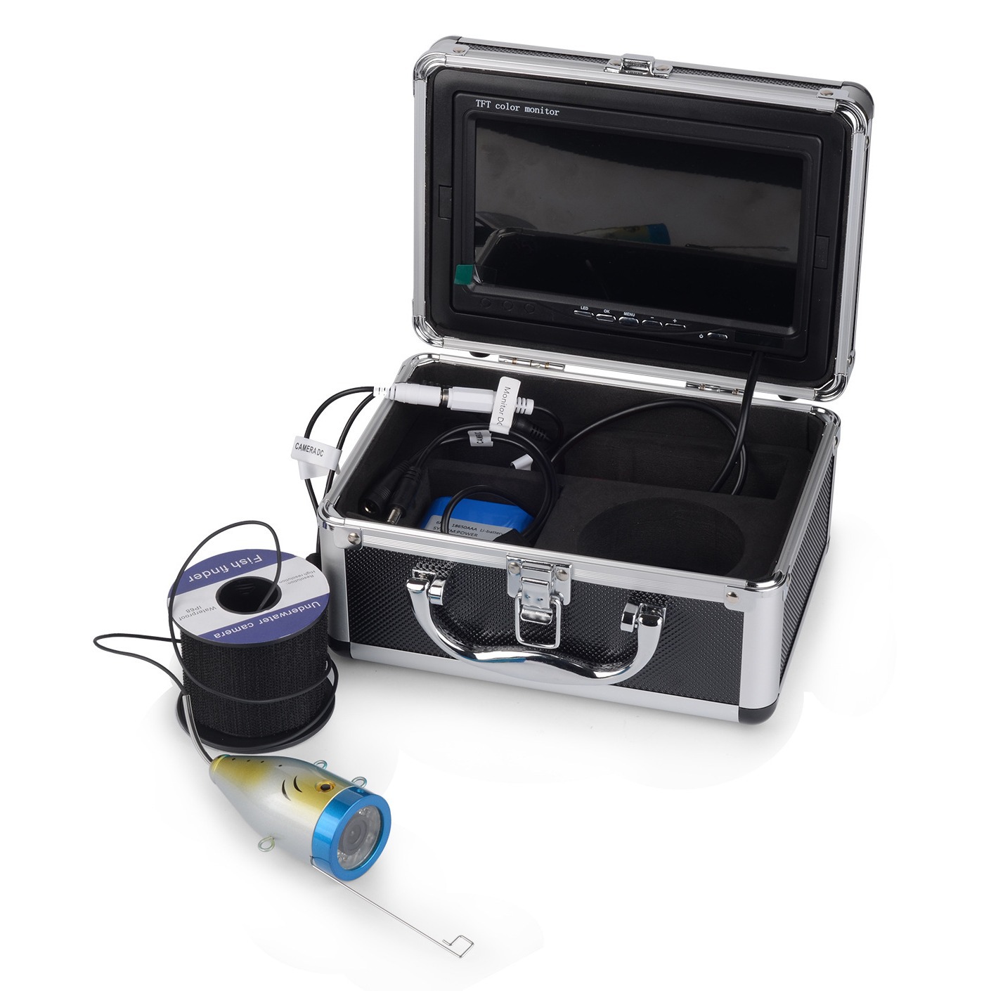 7-pulgadas de 15 metros de alto dispositivo de pesca visual clara Cámara subacuática buscador de peces equipo de pesca cámara de monitoreo subacuático