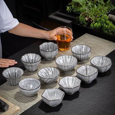 Black ice tea set master cup ceramic tea tasting cup kung fu tea cup iron tire ice crack meets water ice individual cup single cup