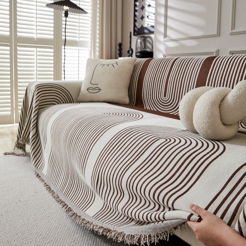 Simple Modern Geometric Sofa Towel Chenille Sofa Cover Cloth All-Inclusive One-Piece Sofa Cover Universal Sofa Cushion