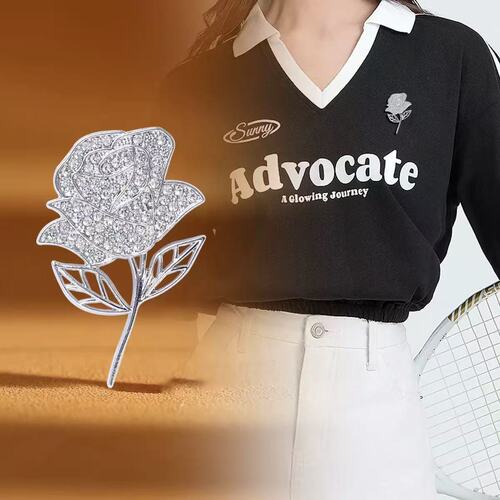 New Autumn Sparkling Diamond Elegant Full Diamond Rose Brooch High-end Stylish Versatile Niche Suit Ornament