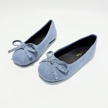 儿童鞋牛仔蓝蝴蝶结韩版浅口气质休闲春季百搭学生款女童帆布单鞋