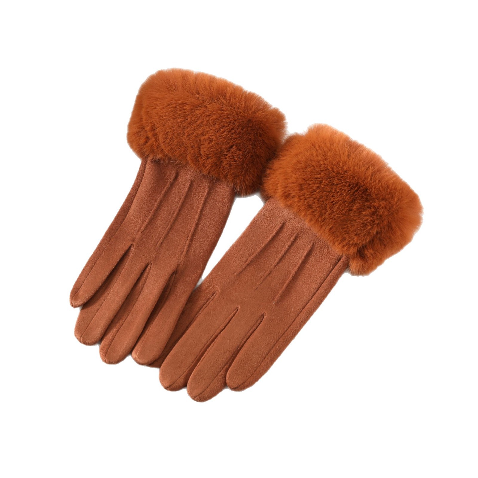 Japón y Corea de la moda guantes de peluche de lana de gamuza mujeres otoño y invierno caliente al aire libre a prueba de viento guantes táctiles al por mayor