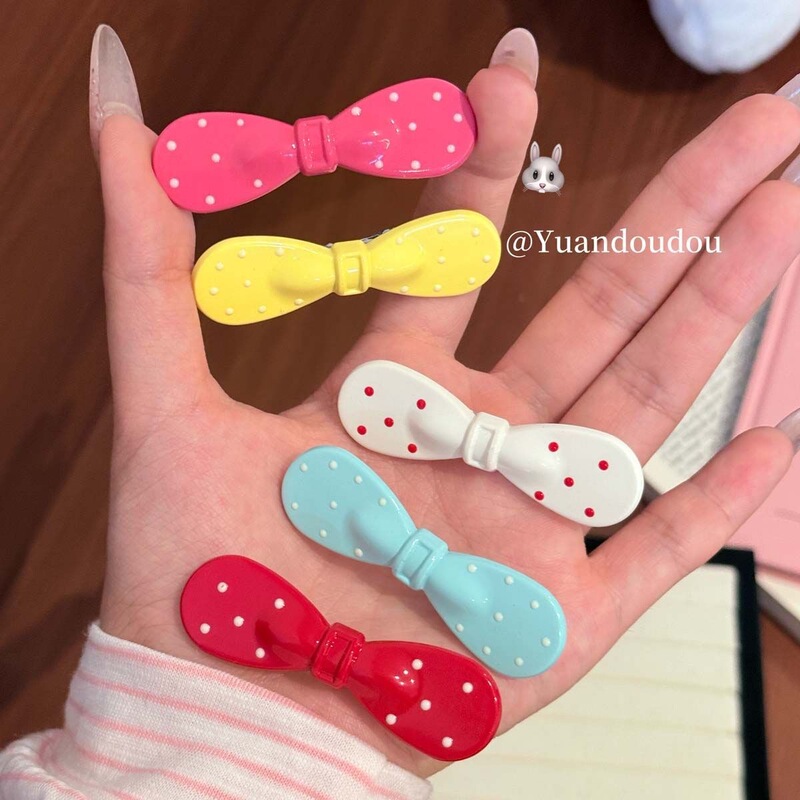 Fashion Polka Dot Bow Hairpin Sweet Cute Dopamine Sweet Girl Duckbill Clip Korean Simple Versatile Bangs Clip Fashion Polka Dot Bow Hairpin Sweet Cute Dopamine Sweet Girl Duckbill Clip Korean Simple Versatile Bangs Clip