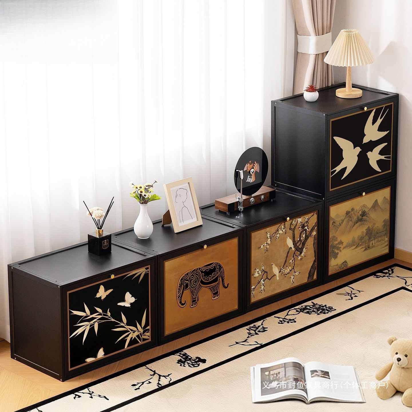 Bay window cabinet, balcony floor-standing storage cabinet, mid-century style combination, new model for small apartments, bedroom window sill tatami storage