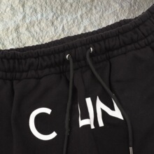 毛松卫裤休闲裤CL收口松紧印花字母思家版家赛家束脚潮牌男款黑绳