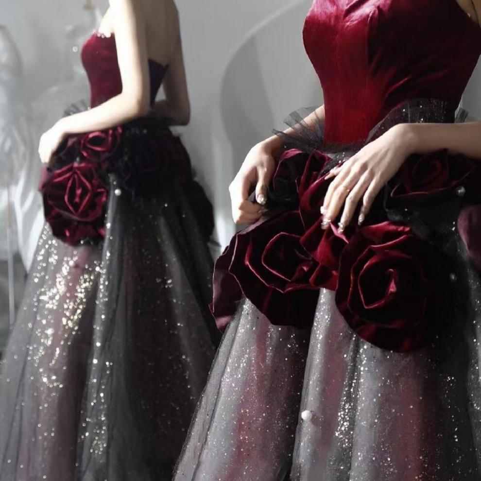 Abito da sera rosa donna lusso stile francese per matrimonio_voghion.com