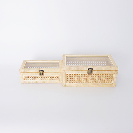 Cesta de almacenamiento de ratán de venta caliente transfronteriza, caja de almacenamiento tejida a mano con tapa, libros de juguete, canasta de almacenamiento de escritorio