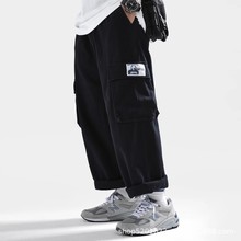余文乐日系大码潮牌休闲工装裤子男胖子加肥加大多口袋宽松束脚裤