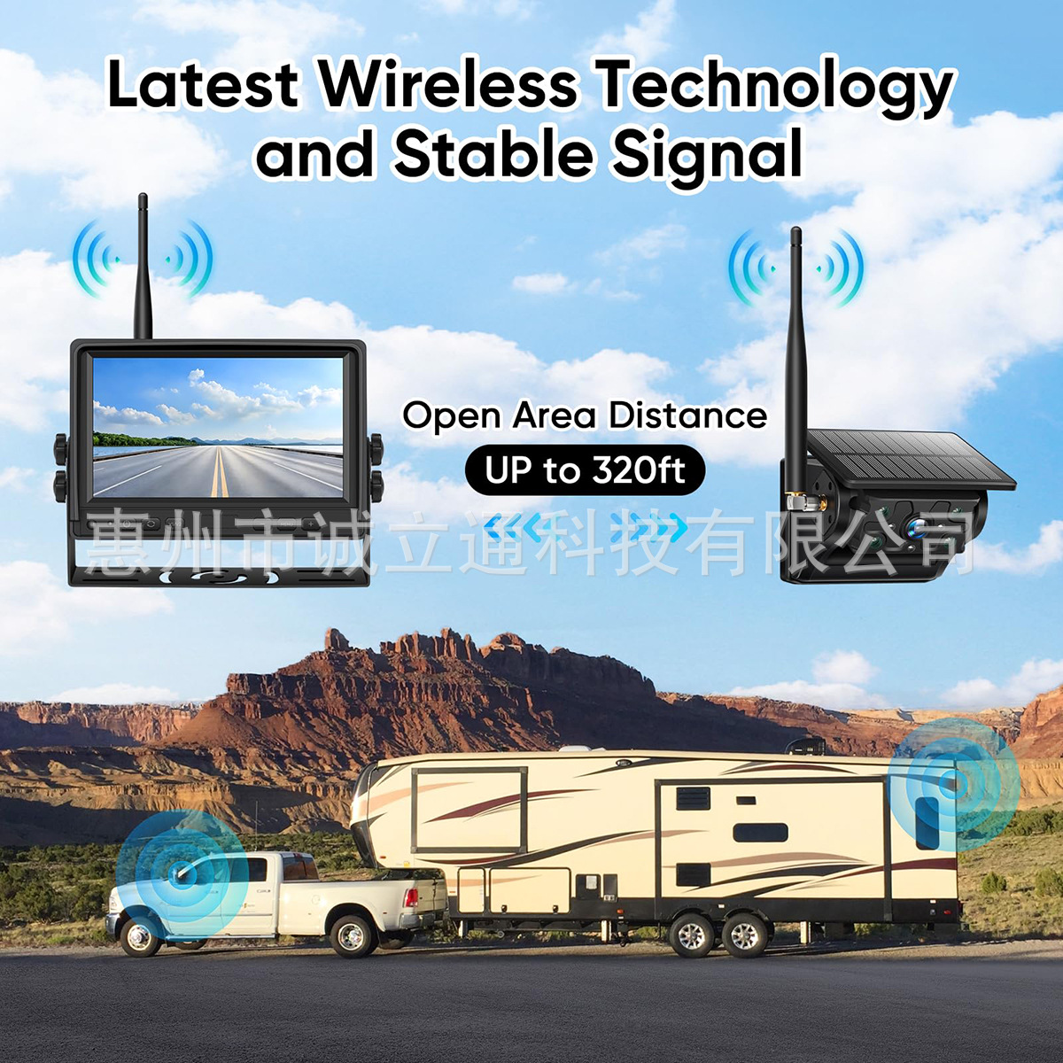 Amazon Us Station Hot Selling Solar Wireless Car Truck Reversing Surveillance Camera Infrared Night Vision 1080