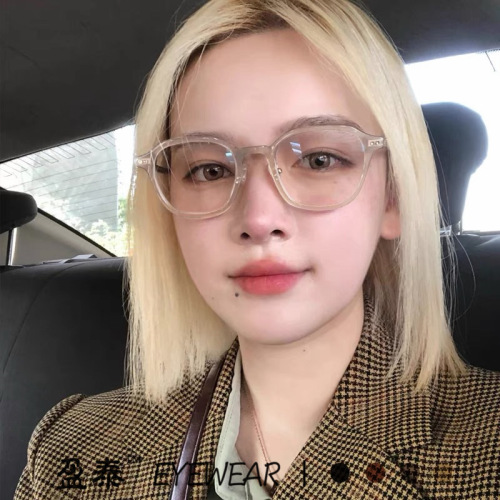 Japanese retro Xiuzhi same style glasses milk tea color irregular anti-blue light glasses frame black frame plain glasses