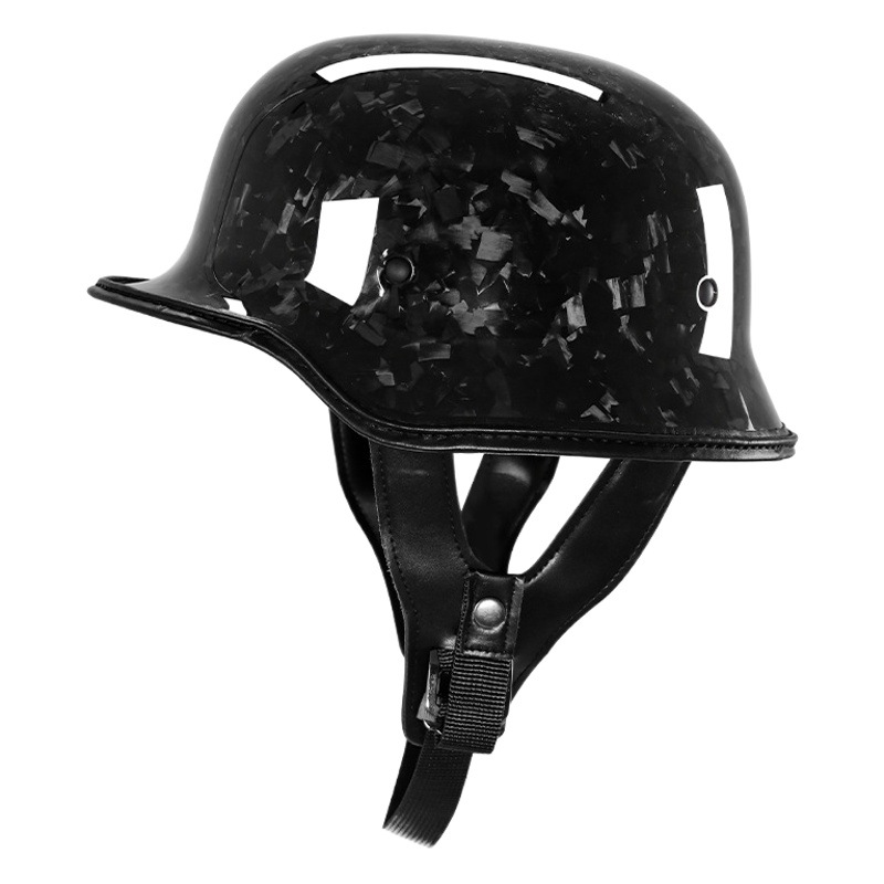 Casco de fibra de carbono, casco retro con cuchara, certificado 3C, medio casco para motocicleta, crucero, motocicleta, casco de soldado alemán, venta al por mayor