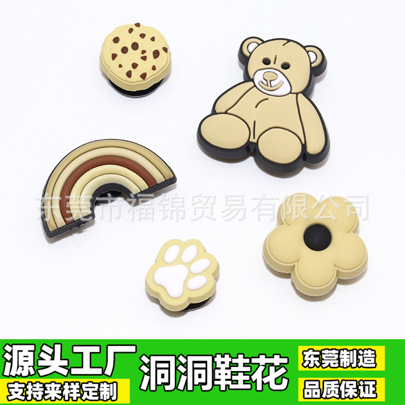 Dongguan fabricación de accesorios de zapatos de agujero DIY zapatos flores de PVC agujero hebilla de zapatos de jardín accesorios de dibujos animados osos