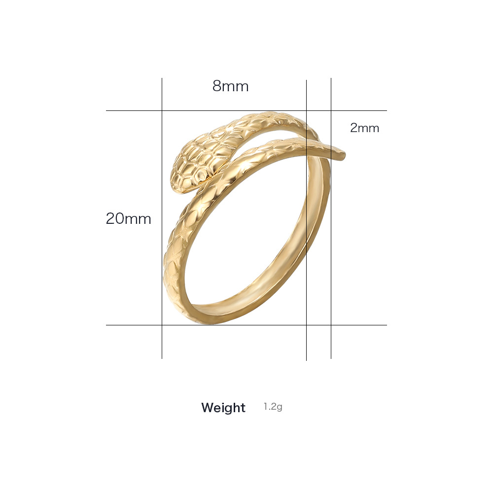 Fashion Simple Snake Series Open Adjustable Titanium Steel Ring