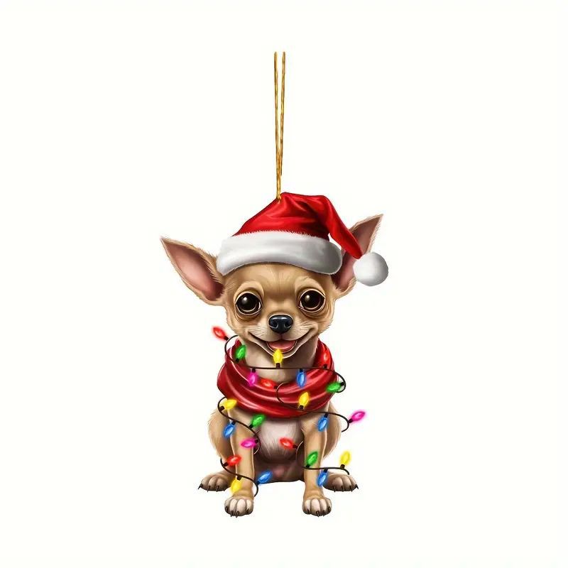 Transfronterizos 2D acrílico plano caricatura Navidad perros adornos colgantes de automóviles