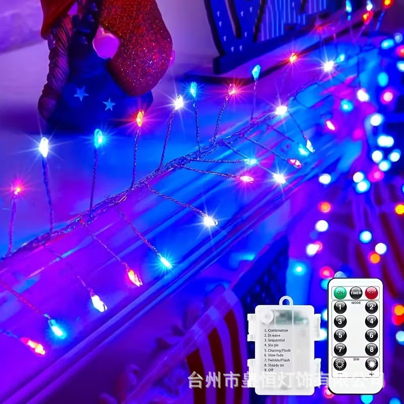 Caja de baterías LED transfronteriza cadena de lámpara de fuegos artificiales USB8 función lámpara de alambre de cobre Año Nuevo árbol riqueza atmósfera decoración