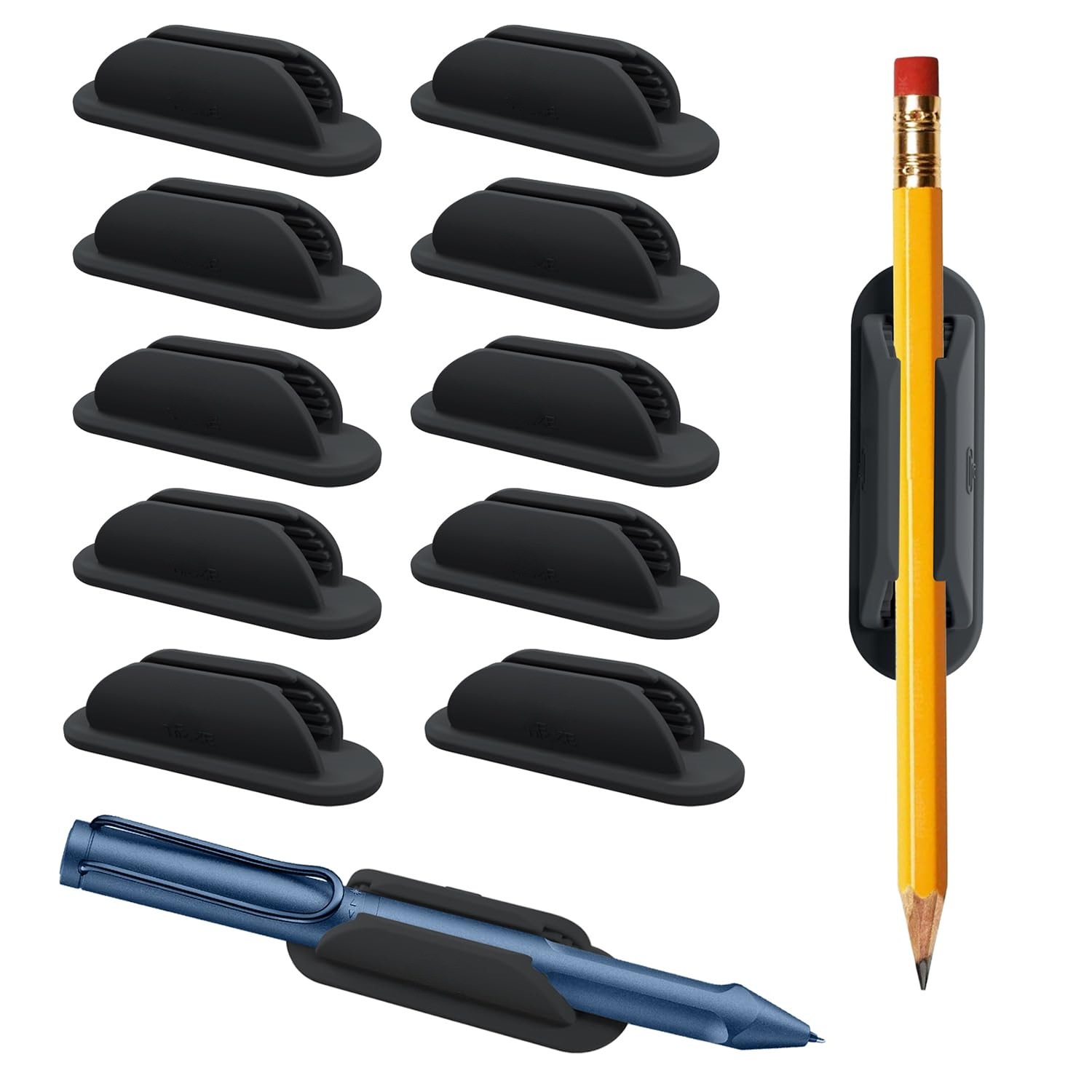 Soporte para bolígrafos Amazon actualizado, con clip adhesivo, organizador de escritorio para niños y maestros.