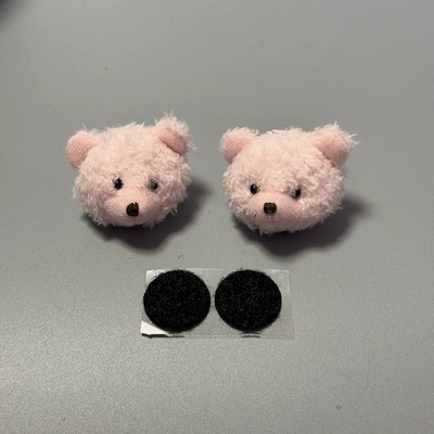 Cute Helmet Decoration Plush Bunny Bear Ears Quick-release Motorcycle Helmet Accessories Quick-release Velcro Accessories (Motosiklet dəbilqələri) - doudou-bear-pink