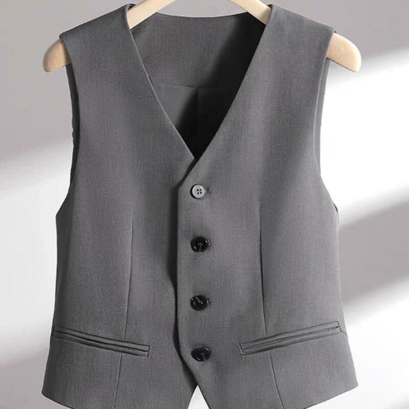 Suit Vest Professional Women's Vest Women's Spring & Fall New Slim Red Women's Vest Short Black Top