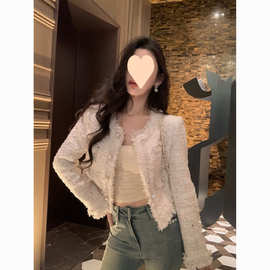 2025年春季新款白色高级感小个子气质千金百搭短款小香上衣外套女