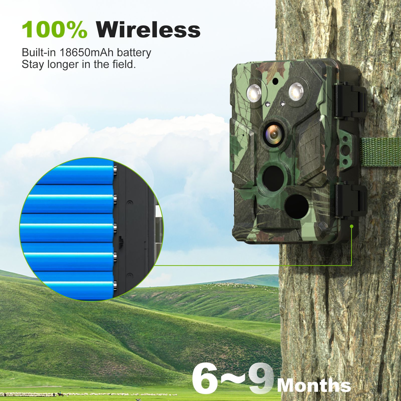 WiFi transfronterizo de visión nocturna de vigilancia infrarroja caza a prueba de agua de captura de fotos de inducción de animales cámara camuflada de alta definición