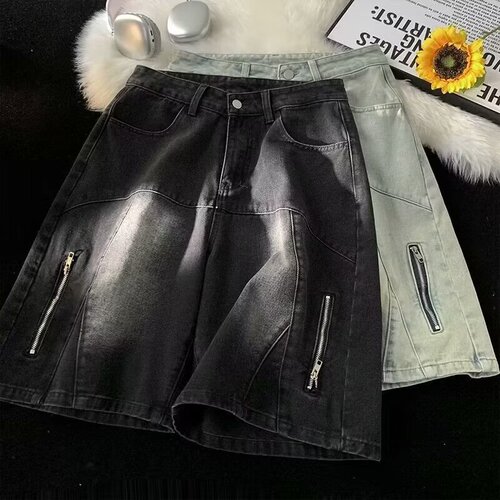 Summer American casual cool style heavy-duty washed multi-pocket work shorts for men loose trendy streetwear five-pocket pants