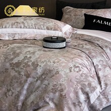 高端轻奢风长绒棉全棉四件套美式数码印花纯棉亲肤被套床品粉蓝色