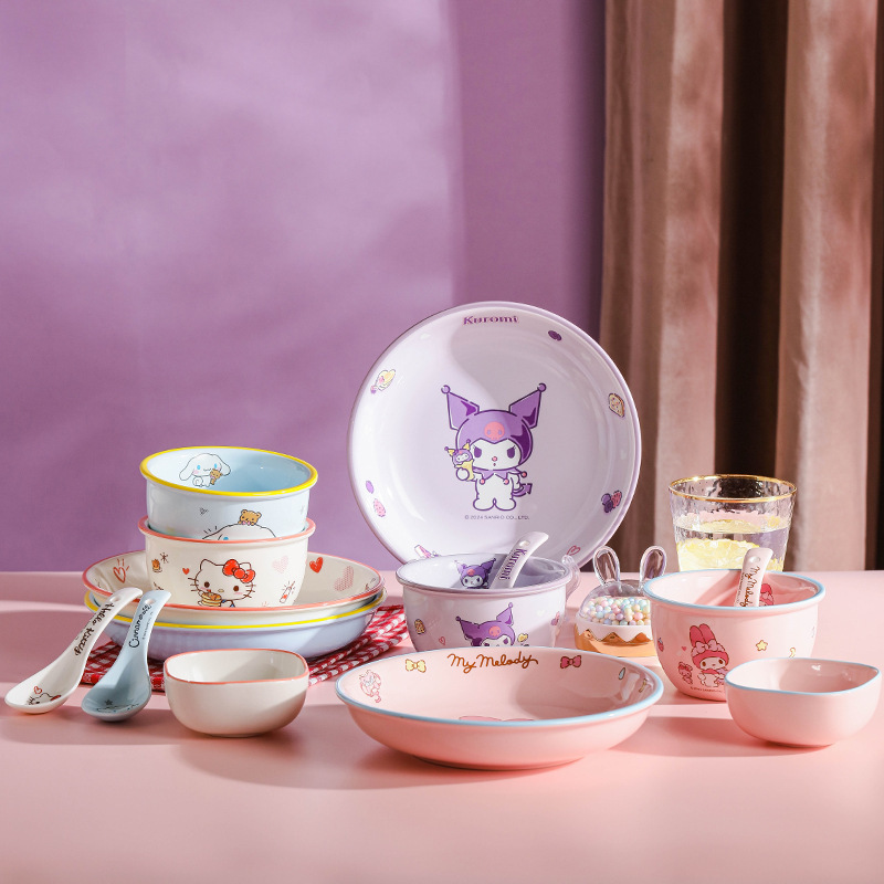 Sanrio Ceramic Bowl 4.75 Bowl Meal Bowl Rice Bowl Soup Bowl Hello Kitty Cool Loomi Children's Tableware New Product