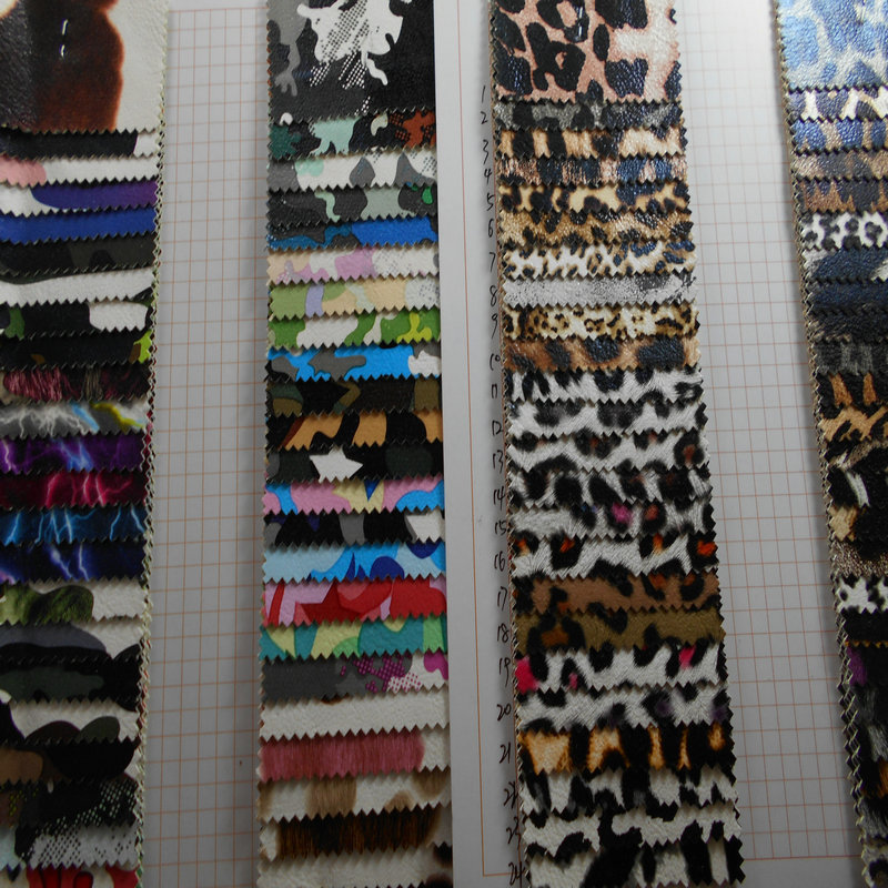 热款印花PU动物纹弹力底服装革豹纹斑马纹PU环保迷彩闪电纹革面料