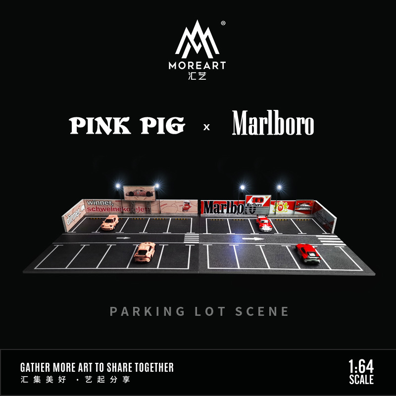 Estacionamiento modelo escena 1:64 simulación de aleación modelo de coche de juguete de almacenamiento de coches pantalla de luz decoración regalo