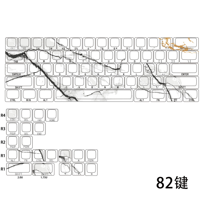 迈从小EC迈蜜蜂A从侧刻磁轴美加狮机械键盘键帽键帽适配大理石|undefined