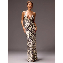 Q 38081 Zebra print halter dress ������¶���Ҳ�ȹ�羳��