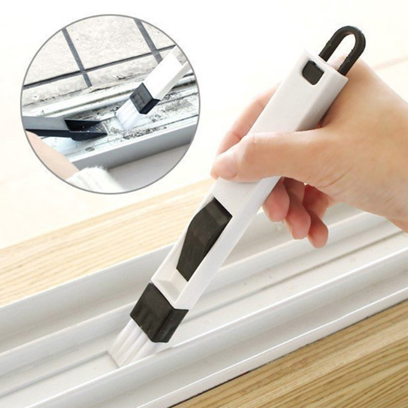 Door and Window Groove Groove Cleaning Brush Groove Small Brush with Dustpan Dead Corner Gap Brush Screen Window Cleaning Tool
