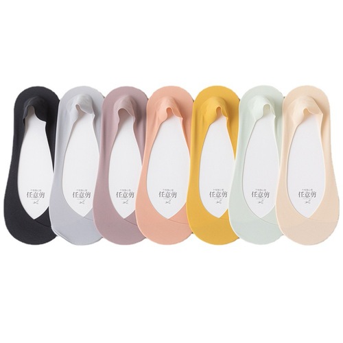 Boat socks for women in spring and summer, silicone non-slip, non-falling, cotton-soled ice silk intersection socks, women's short socks, shallow mouth invisible socks