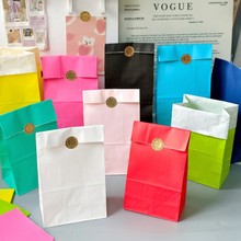 现货批发彩色牛皮纸礼品纸袋折口糕点糖果平口打包袋方底牛皮纸袋