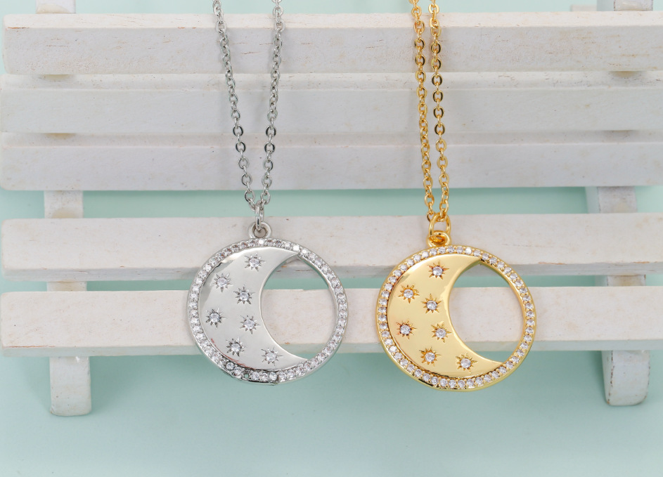 Copper Material Star And Moon Personality Star And Moon Copper Clavicle Chain