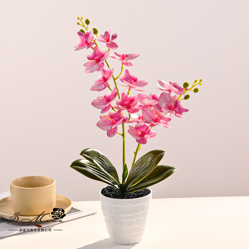 15 flores Phalaenopsis bonsai flor artificial moda creativa decoración de flores decoración artificial planta verde simulación pequeña en maceta image 7