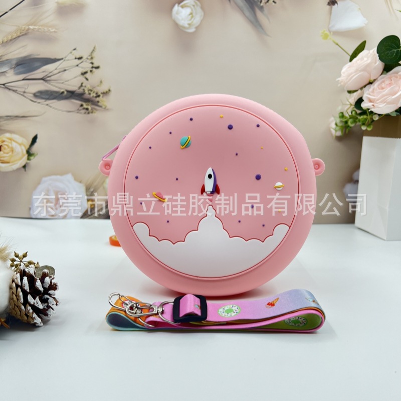 Nueva bolsa cruzada infantil con forma de donut, monedero de silicona, mini bolsa cruzada, cartera de hombro, linda bolsa para niñas