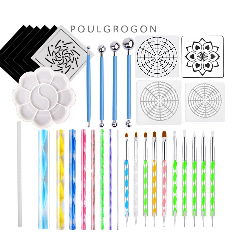 Juego de Herramientas de Pintura Mandala de Plástico y Acrílico, DIY para Pintar a Mano