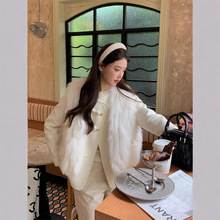 25秋冬新款车条狐狸毛皮草马甲外套女双面羊绒羊毛呢两件套大衣