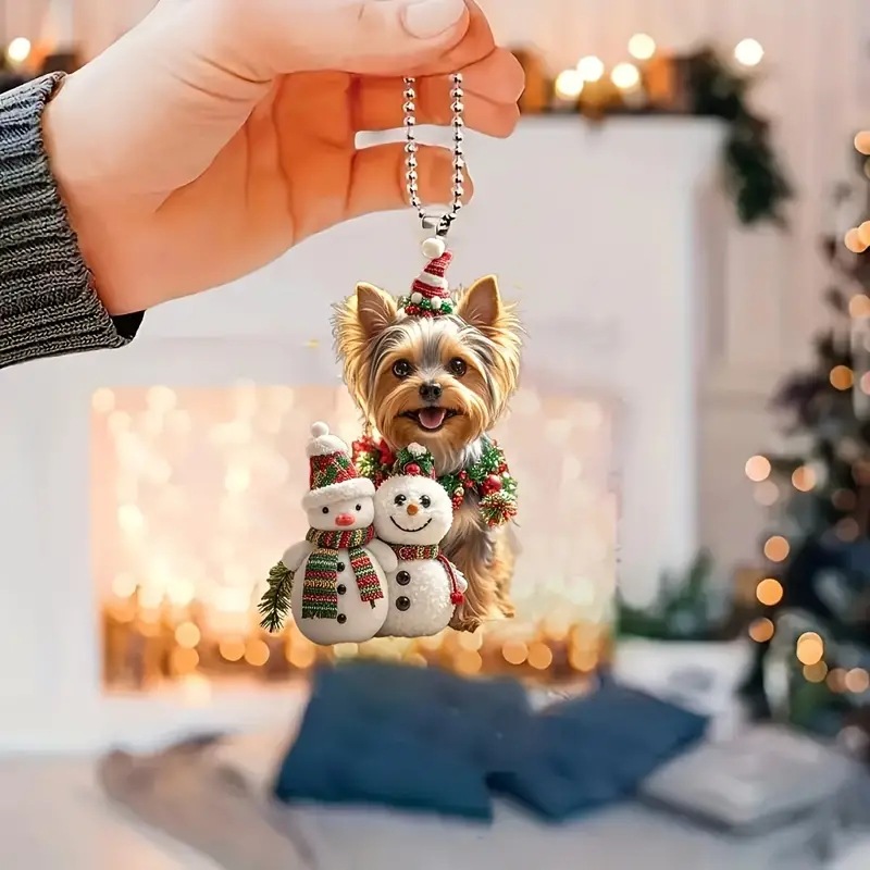 Creativa nueva Navidad adorable perro acrílico colgante plano transfronterizo colgante de automóvil colgante de decoración de fiesta image 1