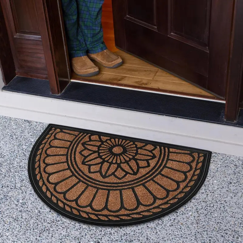 Estera floral transfronteriza estera impresa semicircular estera de suelo puerta de entrada estera de suelo puerta de baño absorción de agua estera de suelo sucia