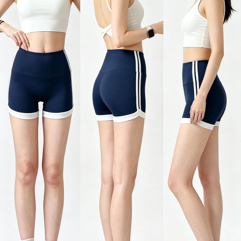 Color-Blocking Sports Style High-Waisted Yoga Shorts for Women, Skin-Friendly, Naked-Feel Fitness Shorts, Anti-Exposure, Cycling, Running, Three-Quarter Length Hot Pants Color-Blocking Sports Style High-Waisted Yoga Shorts for Women, Skin-Friendly, Naked-Feel Fitness Shorts, Anti-Exposure, Cycling, Running, Three-Quarter Length Hot Pants