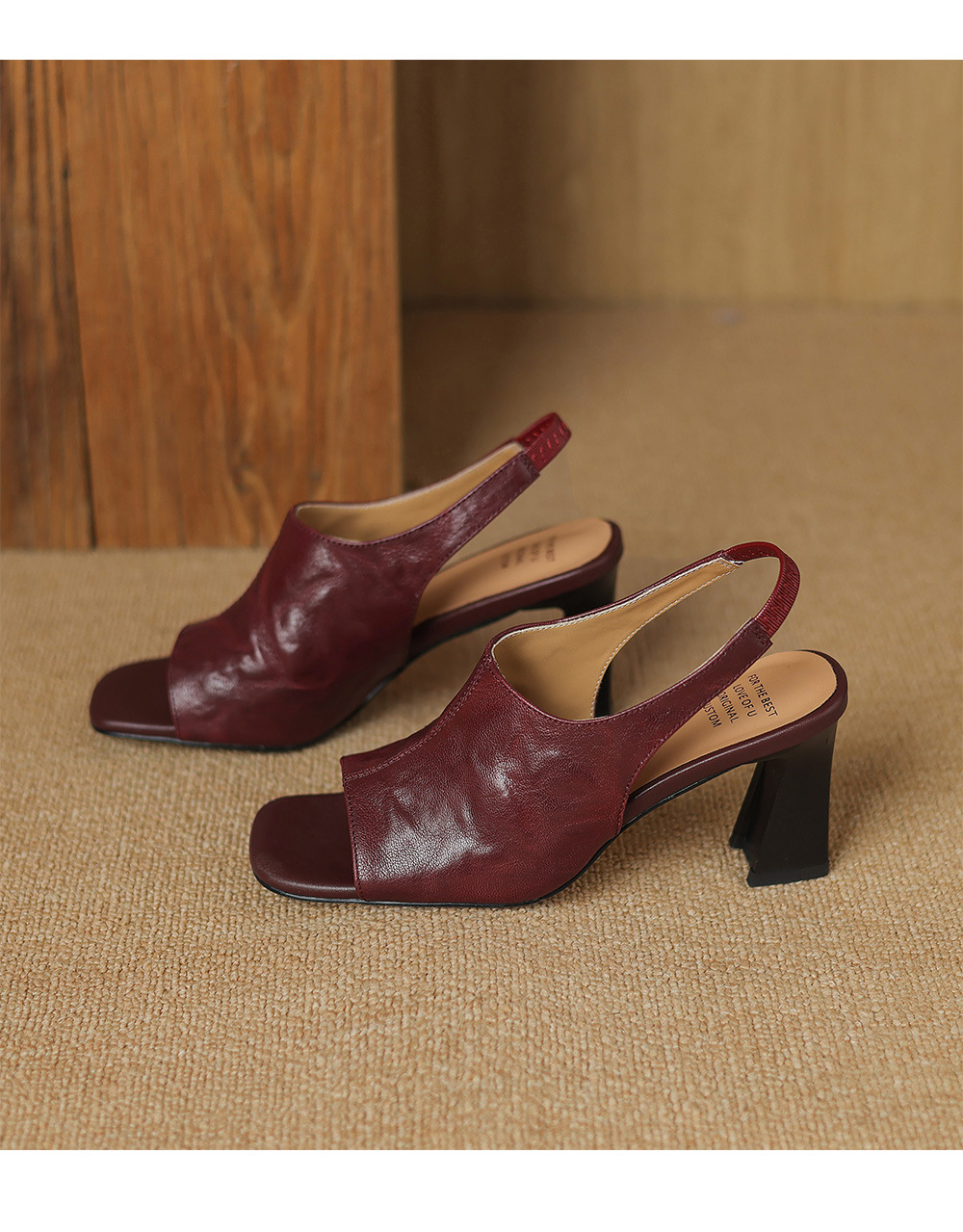 Sandal cao gót nữ hở mũi quai ngang gót vuông 7 cm mũi vuông phong cách Hàn — Đen và cao 7 cm chi tiết 22