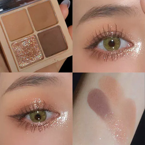 Beautiful four-color eye shadow rabbit tail grass